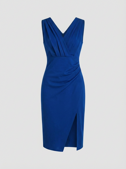 Fitted Dress for Women with V-Neck and Slit
