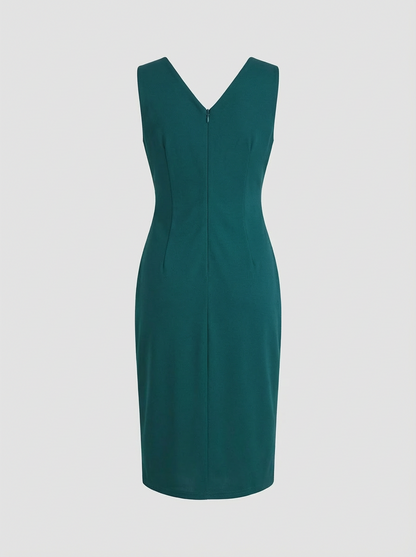 Fitted Dress for Women with V-Neck and Slit
