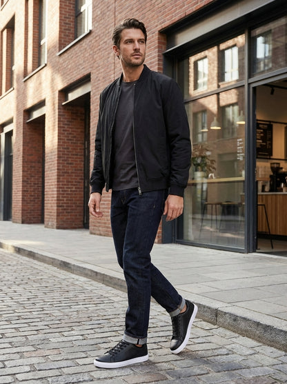 Men's Sneakers with Laces and White Sole