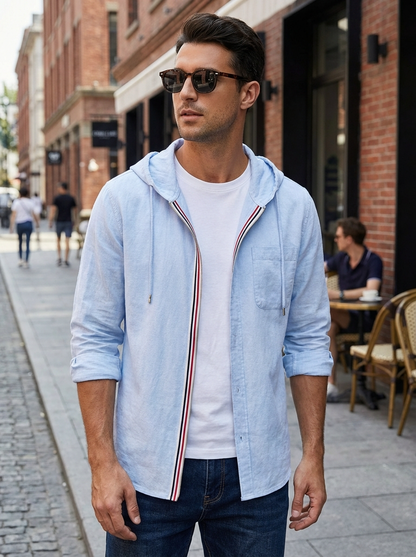 Men's Shirt Jacket with Hood and Zip