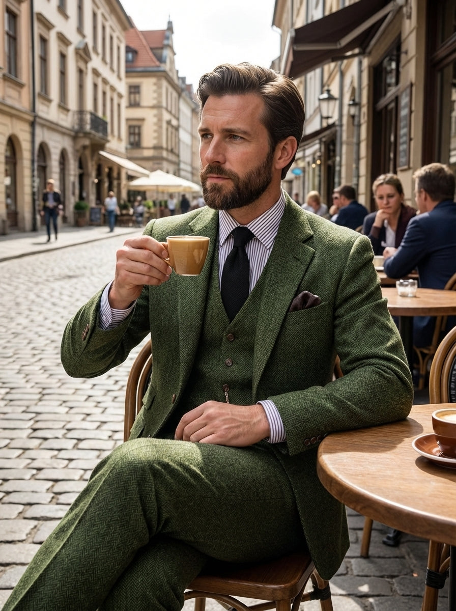 Men's Three-Piece Suit with Waistcoat Slim Fit