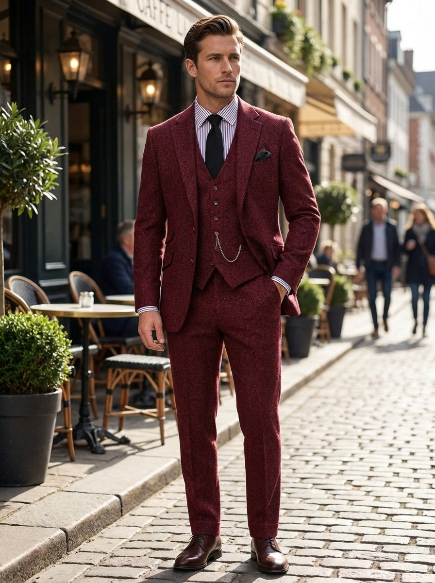 Men's Three-Piece Suit with Waistcoat Slim Fit