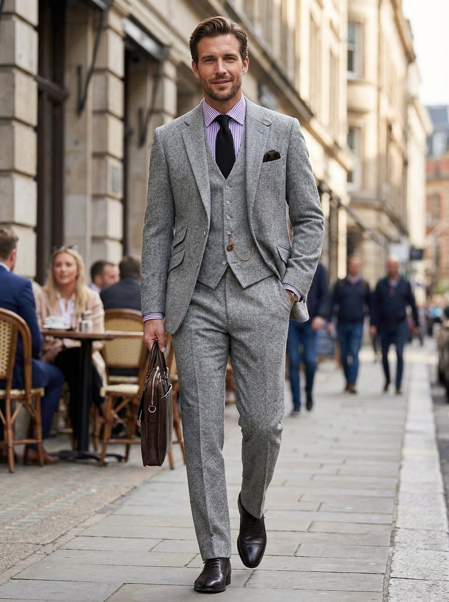 Men's Three-Piece Suit with Waistcoat Slim Fit