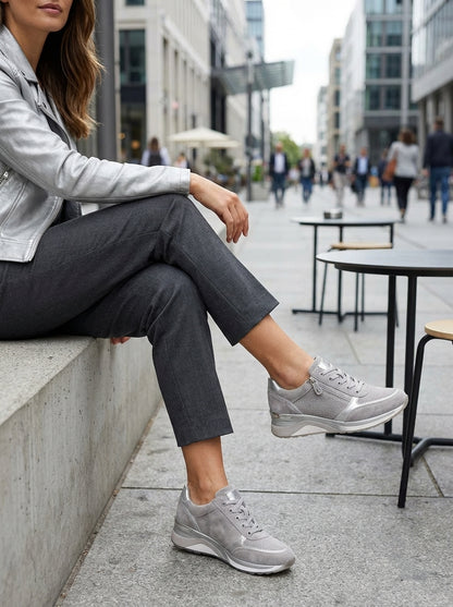 Women's Sneakers with Zip and Laces