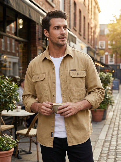 Men's Shirt with Chest Pockets and Button Placket