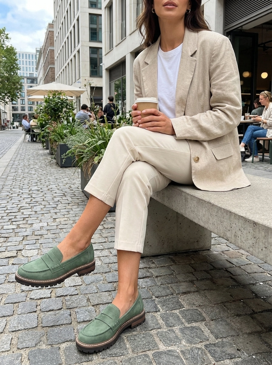 Women's Loafers with Profile Sole and Decorative Tab