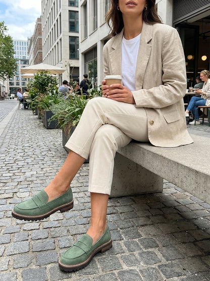 Women's Loafers with Profile Sole and Decorative Tab