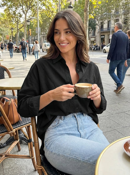 Women's Long Sleeve Shirt Blouse with Collar