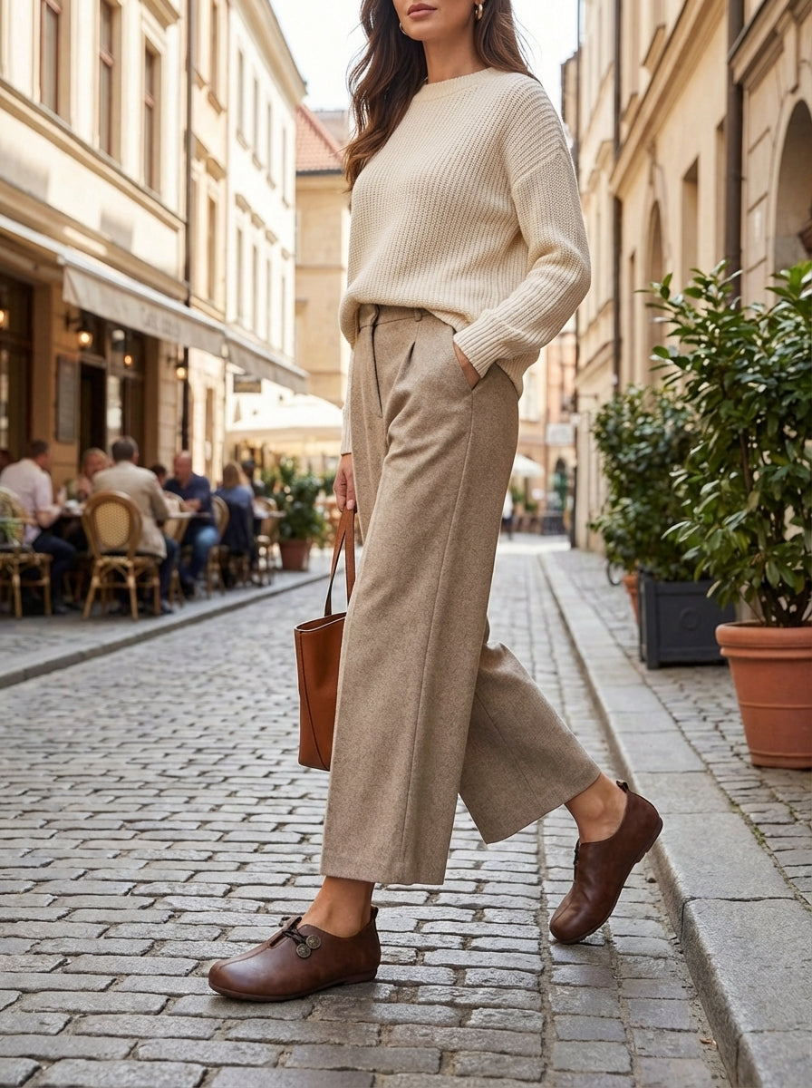 Women's Ballerinas with Cut-Out and Button Detail