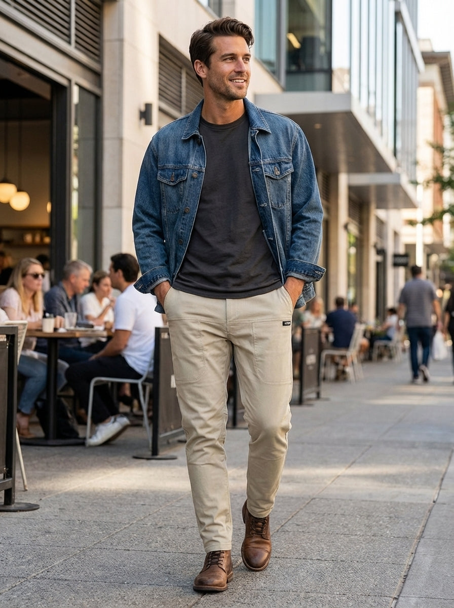 Men's Slim Fit Trousers with Side Pockets