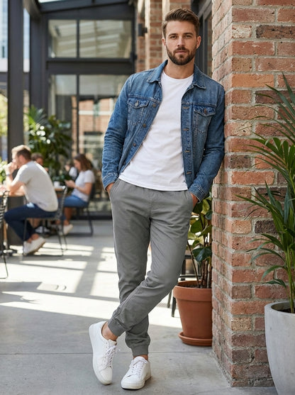 Men's Slim Fit Trousers with Side Pockets