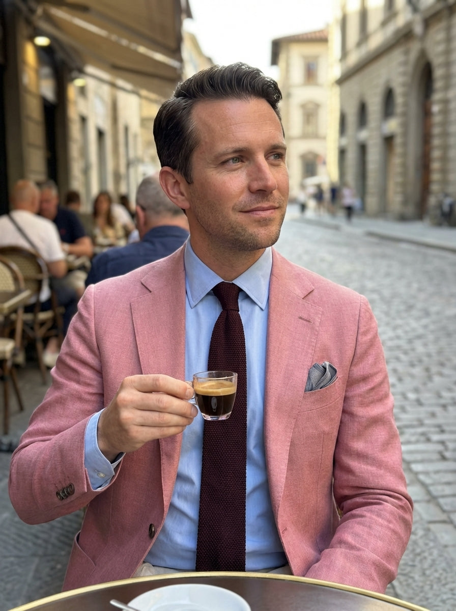 Men's Checked Blazer with Notched Lapel and Button Placket