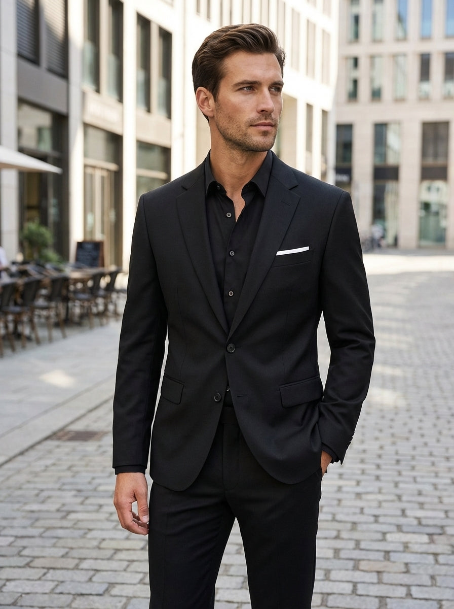 Men's Slim Fit Two-Piece Suit with Notched Lapel