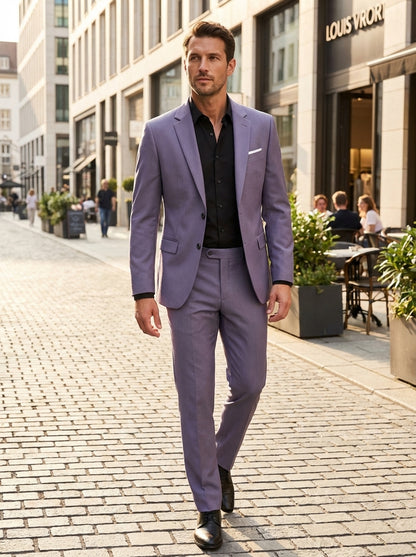 Men's Slim Fit Two-Piece Suit with Notched Lapel