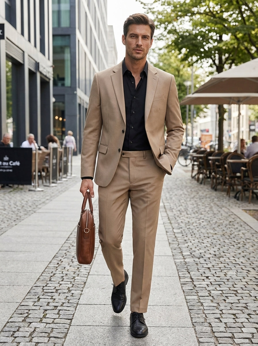 Men's Slim Fit Two-Piece Suit with Notched Lapel