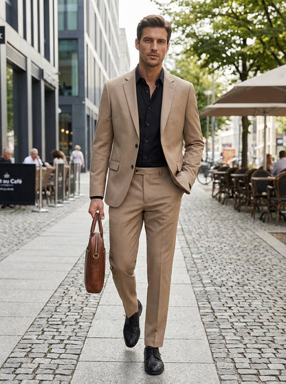 Men's Slim Fit Two-Piece Suit with Notched Lapel