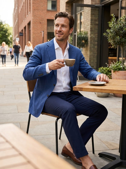 Men's Blazer with Notched Lapel and Two-Button Closure