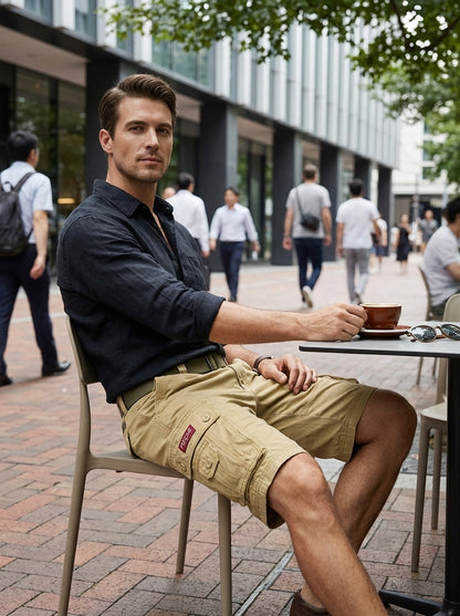 Men's Cargo Shorts with Pockets and Belt