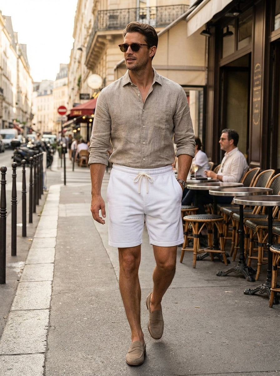 Men's Sweat Shorts with Waistband and Drawstring