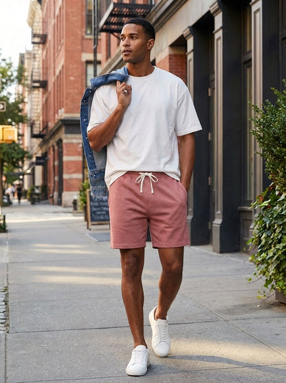 Men's Sweat Shorts with Waistband and Drawstring
