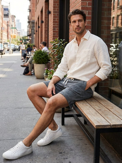 Men's Sweat Shorts with Waistband and Drawstring