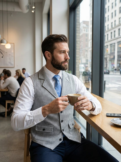 Men's Waistcoat with Button Placket and Pockets
