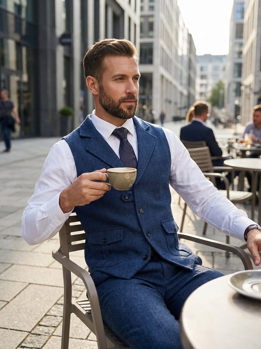 Men's Waistcoat with Button Placket and Pockets