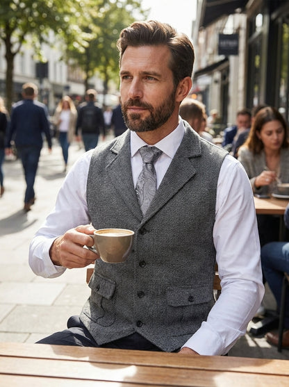 Men's Waistcoat with Button Placket and Pockets