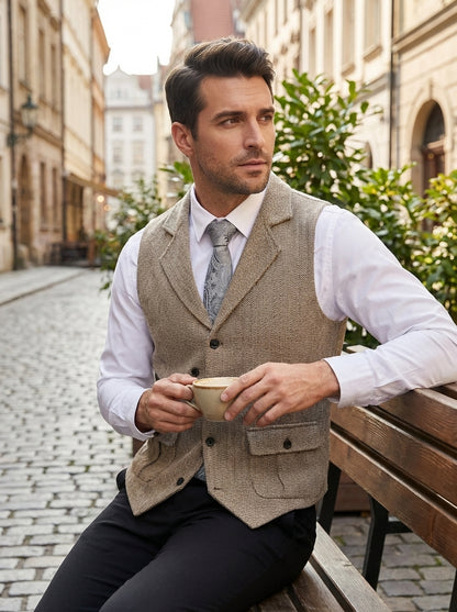 Men's Waistcoat with Button Placket and Pockets