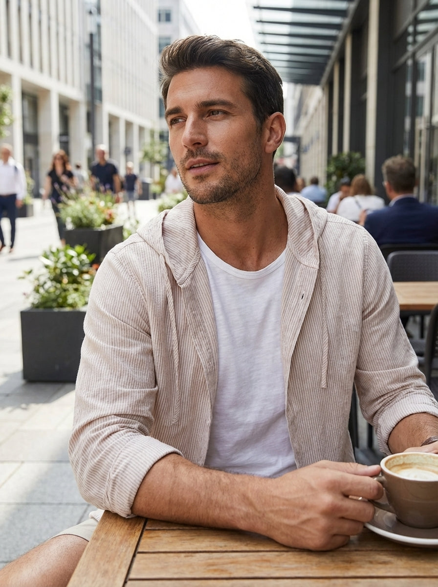 Men's Shirt with Hood and Stripes