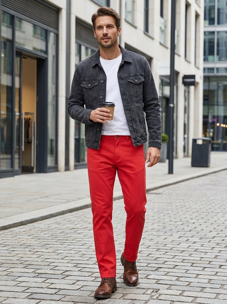 Men's Slim Fit Chino Trousers with Pockets