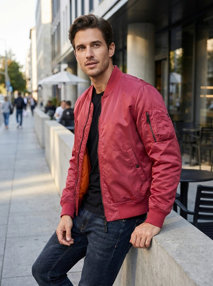 Men's Bomber Jacket Flight Jacket with Zip