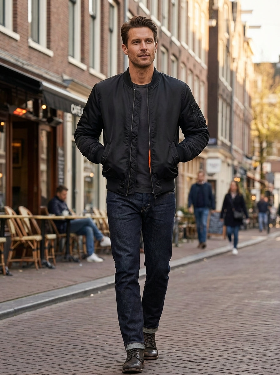 Men's Bomber Jacket Flight Jacket with Zip