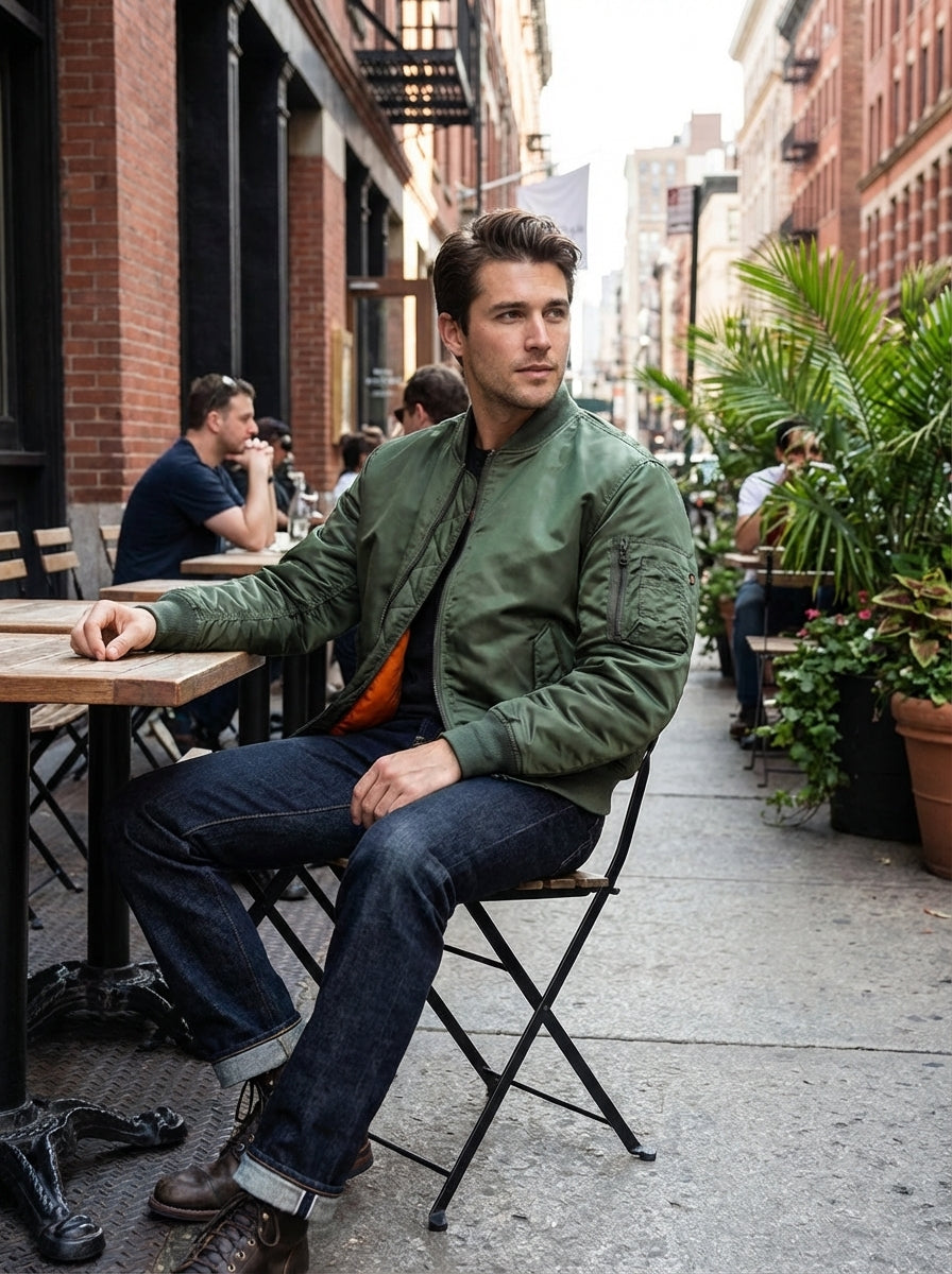 Men's Bomber Jacket Flight Jacket with Zip