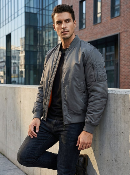 Men's Bomber Jacket Flight Jacket with Zip