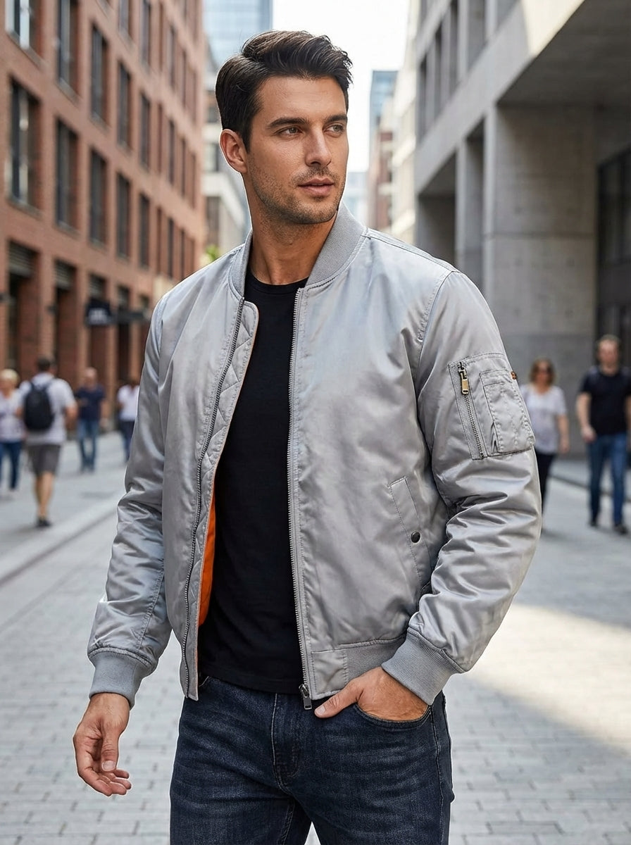 Men's Bomber Jacket Flight Jacket with Zip