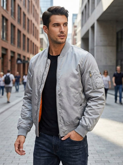 Men's Bomber Jacket Flight Jacket with Zip
