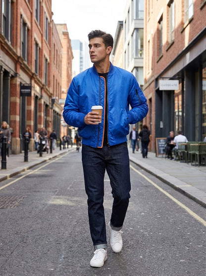 Men's Bomber Jacket Flight Jacket with Zip