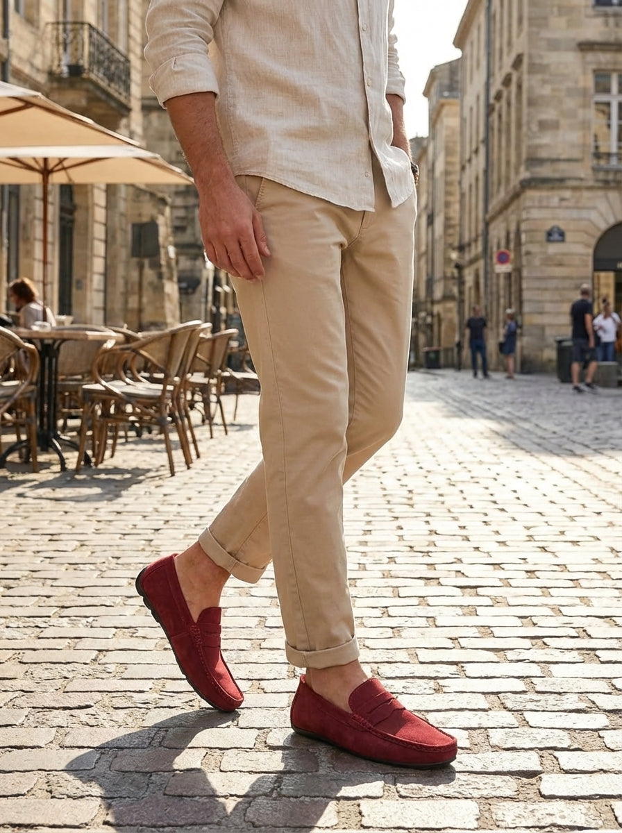 Men's Loafers with Moccasin Stitch and Slip-On Design