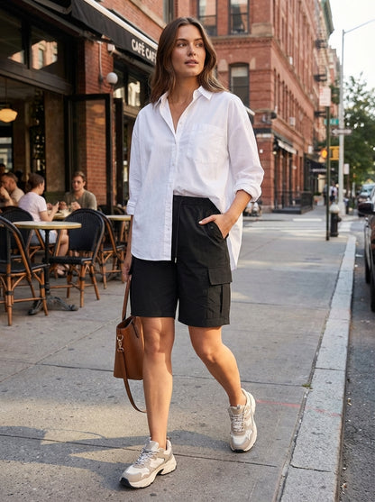 Women's Cargo Shorts with Elasticated Waist