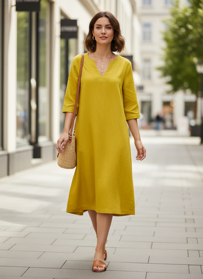 Women's Short Sleeve Dress with V-Neck