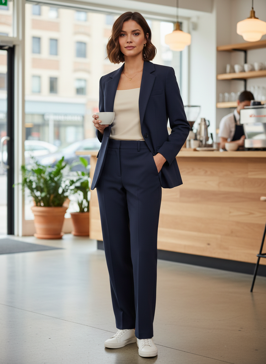 Women's Trousersuit Two-Piece with Blazer and Flared Trousers
