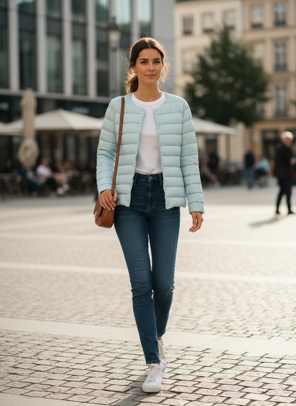 Women's Quilted Jacket Lightweight with Press Studs