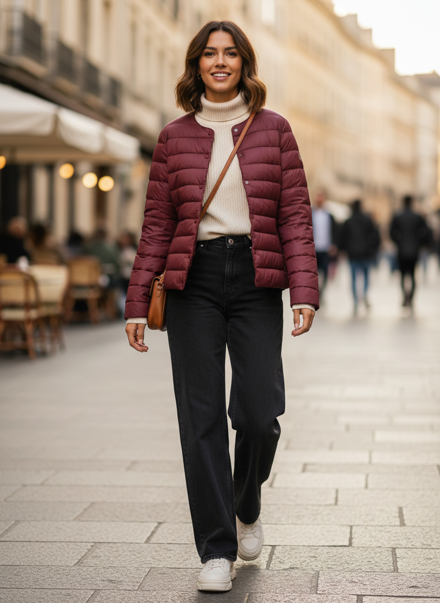 Women's Quilted Jacket Lightweight with Press Studs