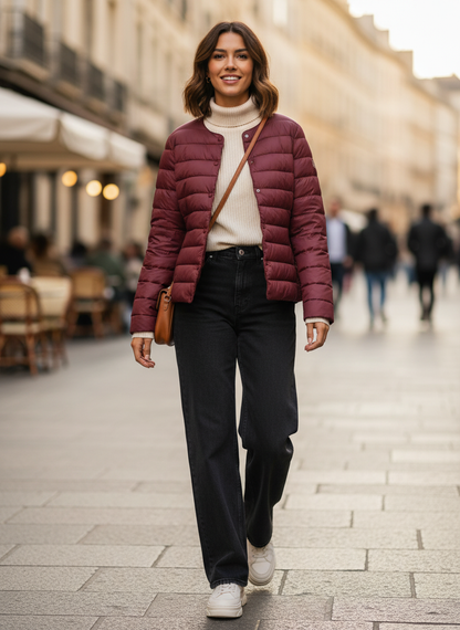 Women's Quilted Jacket Lightweight with Press Studs