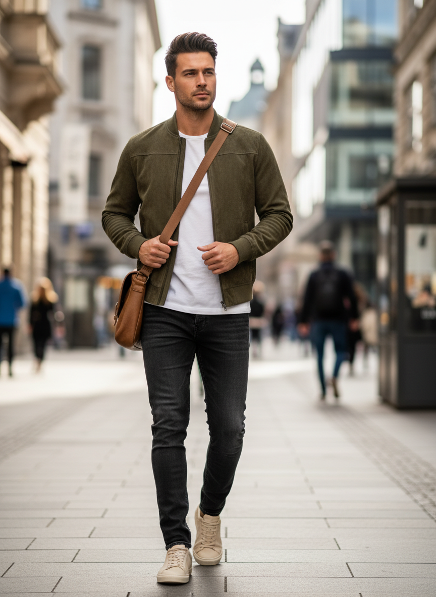 Men's Trousers with Pleats, High Waist, Straight Cut