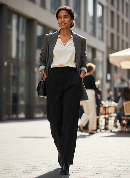 Wide-Leg Trousers for Women with High Waist