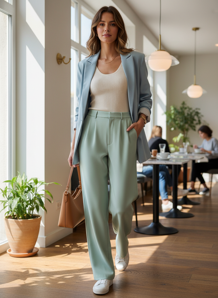 Wide-Leg Trousers for Women with High Waist