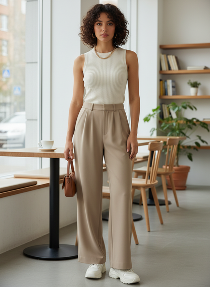 Wide-Leg Trousers for Women with High Waist