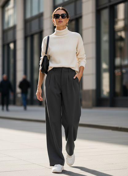 Wide-Leg Trousers for Women with High Waist